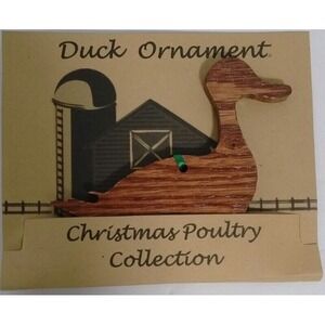 Solid Oak Wooden Duck‎ Ornament